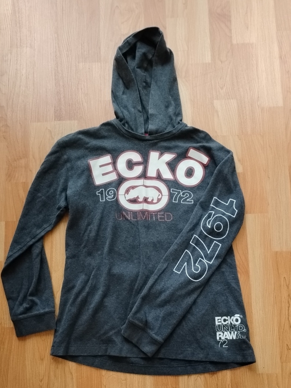 Ecko Unlimited Boys Charcoal Gray Hooded Sweatshirt with 1972 Logo